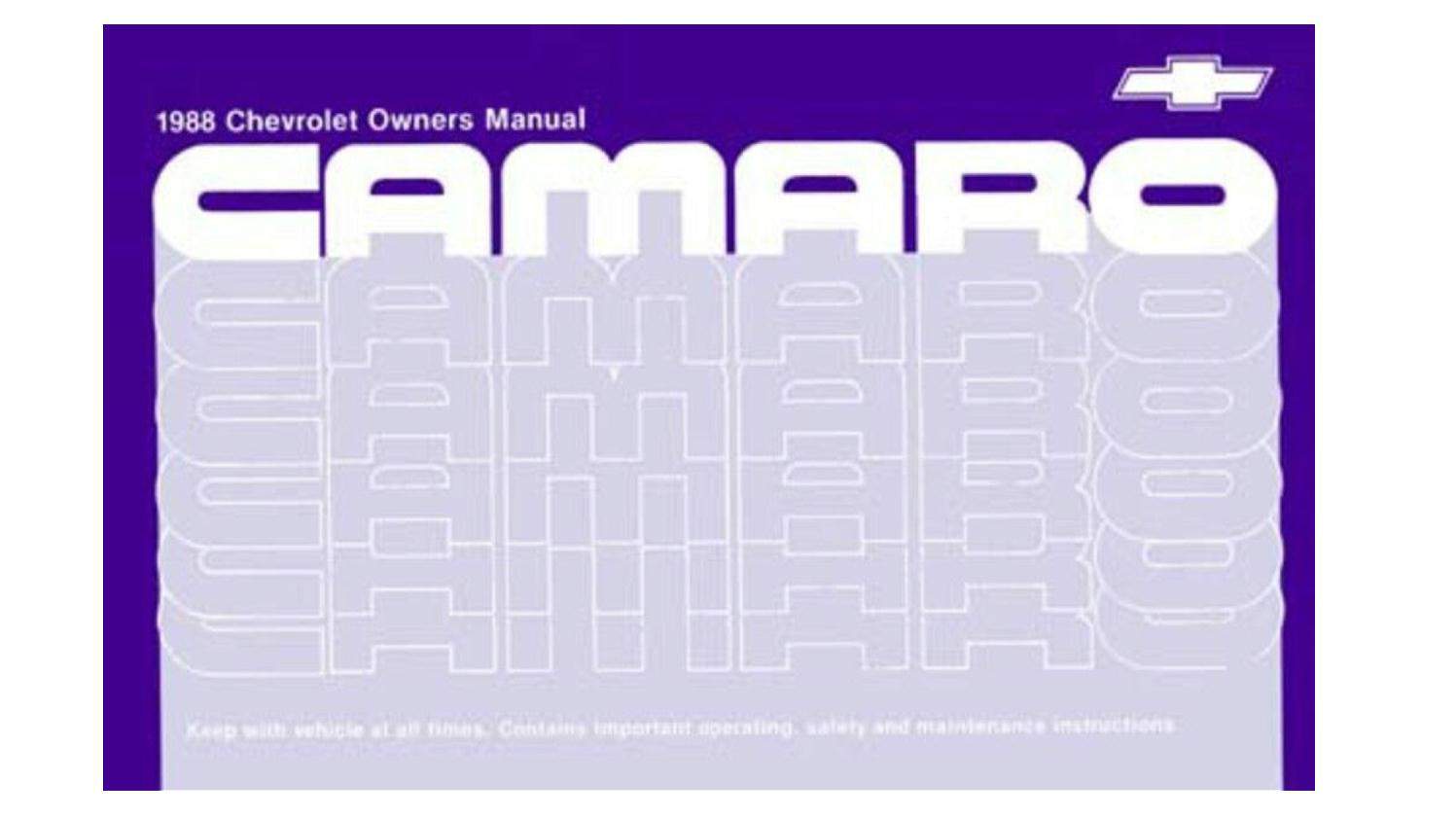 1988 Camaro Owners Manual